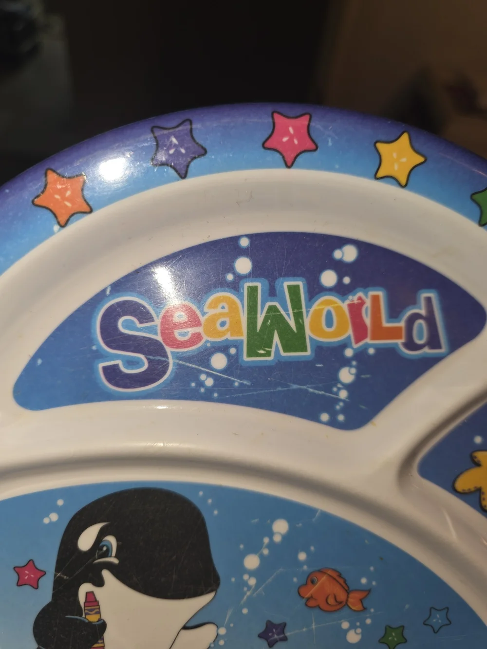 Vintage Seaworld Kids Blue Divided Snack Plate